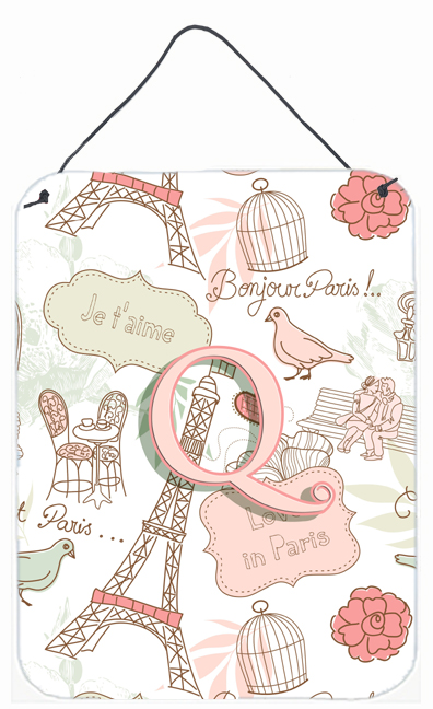 Letter Q Love In Paris Pink Wall and Door Hanging Prints - Pink - 12 L x 0.02 W x 16 H in.