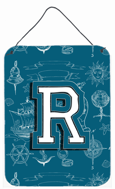 Letter R Sea Doodles Initial Alphabet Wall and Door Hanging Prints