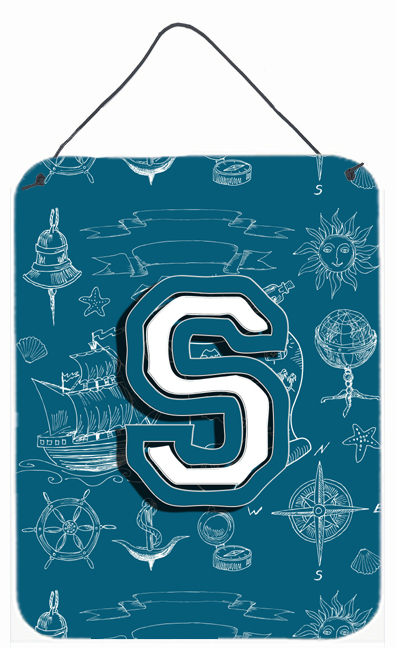 Letter S Sea Doodles Initial Alphabet Wall and Door Hanging Prints