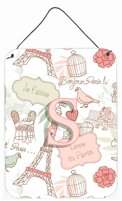 Letter S Love In Paris Pink Wall and Door Hanging Prints - Pink - 12 L x 0.02 W x 16 H in.