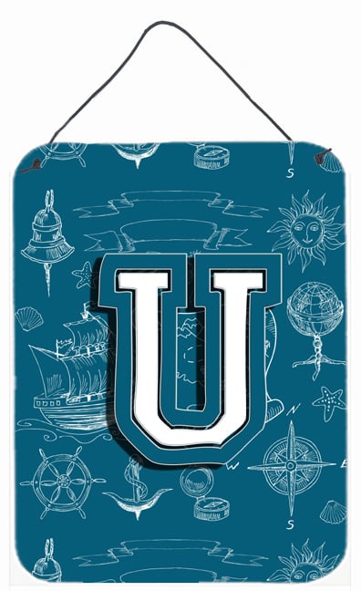 Letter U Sea Doodles Initial Alphabet Wall and Door Hanging Prints