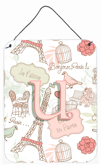 Letter U Love In Paris Pink Wall and Door Hanging Prints - Pink - 12 L x 0.02 W x 16 H in.