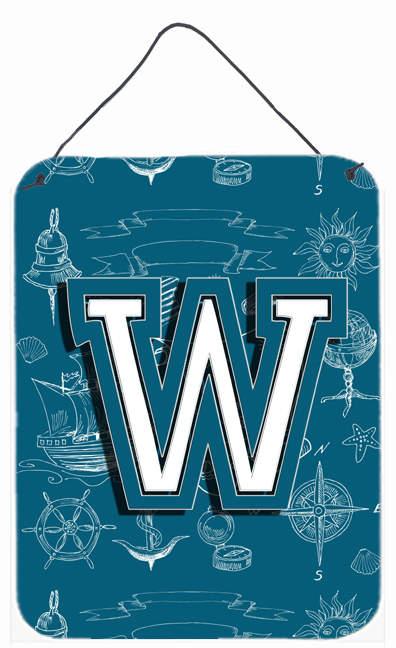 Letter W Sea Doodles Initial Alphabet Wall and Door Hanging Prints
