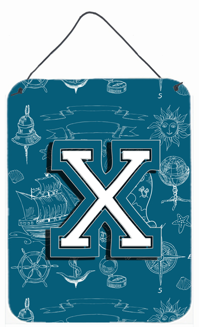 Letter X Sea Doodles Initial Alphabet Wall and Door Hanging Prints