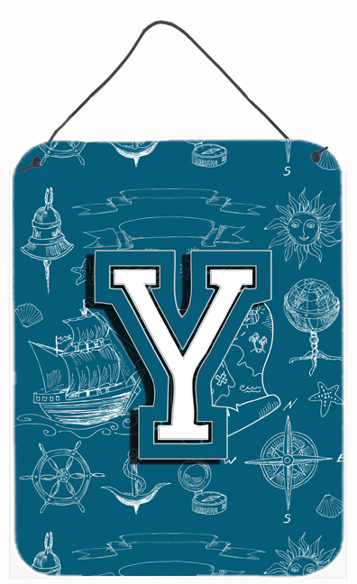 Letter Y Sea Doodles Initial Alphabet Wall and Door Hanging Prints