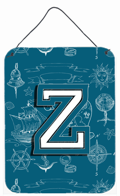 Letter Z Sea Doodles Initial Alphabet Wall and Door Hanging Prints