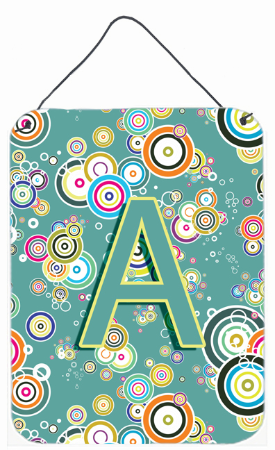 Letter A Circle Circle Teal Initial Alphabet Wall and Door Hanging Prints