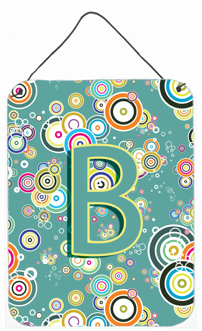 Letter B Circle Circle Teal Initial Alphabet Wall and Door Hanging Prints