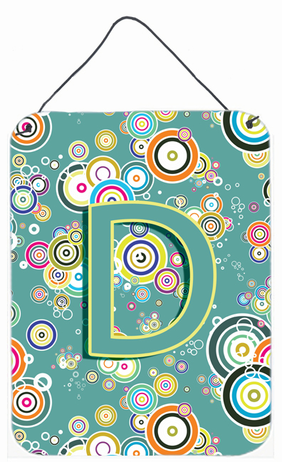 Letter D Circle Circle Teal Initial Alphabet Wall and Door Hanging Prints