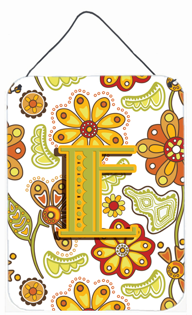 Letter E Floral Mustard And Green Wall and Door Hanging Prints