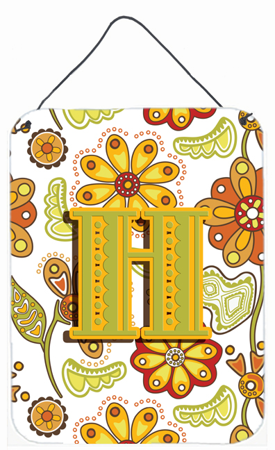 Picture of Carolines Treasures CJ2003-HDS1216 Letter H Floral Mustard And Green Wall and Door Hanging Prints