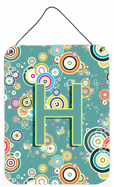 Letter H Circle Circle Teal Initial Alphabet Wall and Door Hanging Prints