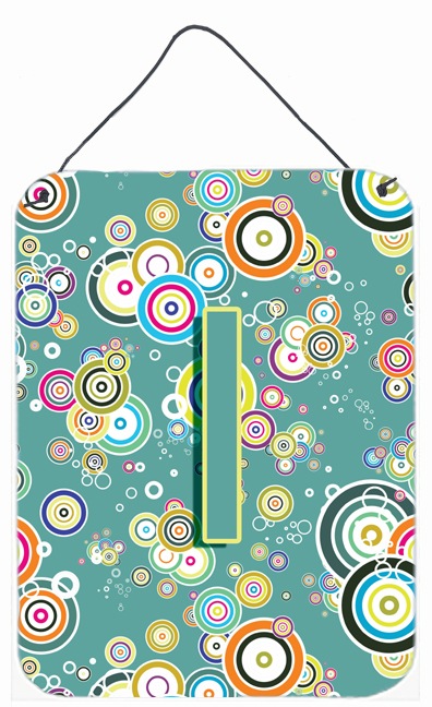 Letter I Circle Circle Teal Initial Alphabet Wall and Door Hanging Prints