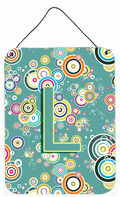Letter L Circle Circle Teal Initial Alphabet Wall and Door Hanging Prints