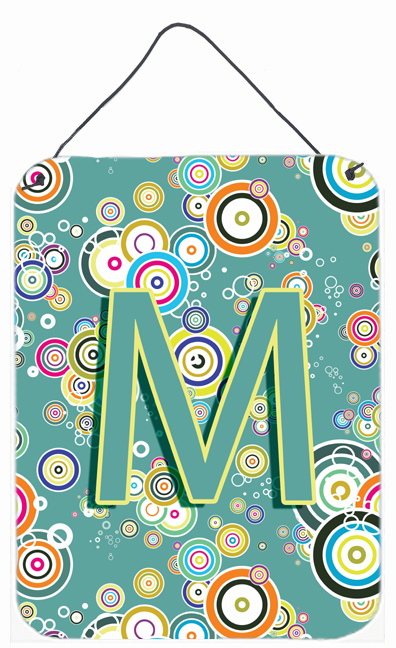 Letter M Circle Circle Teal Initial Alphabet Wall and Door Hanging Prints