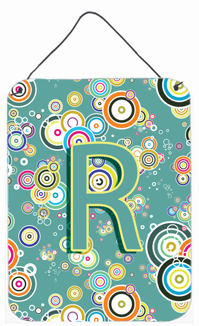 Letter R Circle Circle Teal Initial Alphabet Wall and Door Hanging Prints