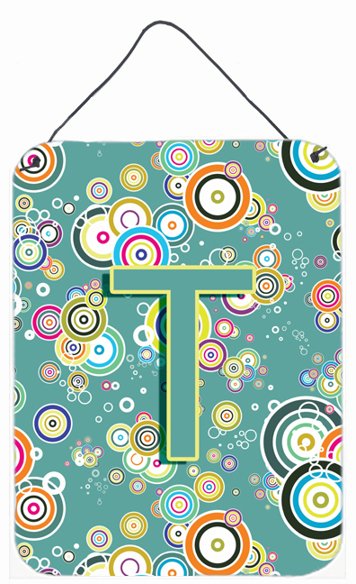 Letter T Circle Circle Teal Initial Alphabet Wall and Door Hanging Prints