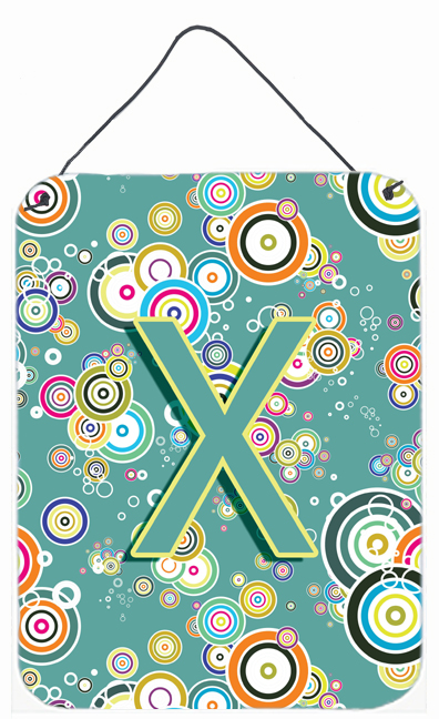 Letter X Circle Circle Teal Initial Alphabet Wall and Door Hanging Prints