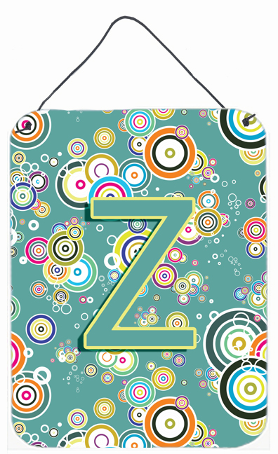 Letter Z Circle Circle Teal Initial Alphabet Wall and Door Hanging Prints