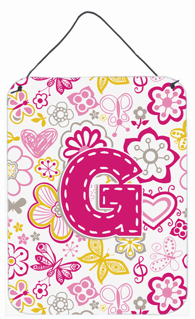 Picture of Carolines Treasures CJ2005-GDS1216 Letter G Flowers And Butterflies Pink Wall and Door Hanging Prints