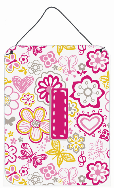 Letter I Flowers And Butterflies Pink Wall and Door Hanging Prints - Pink - 12 L x 0.02 W x 16 H in.