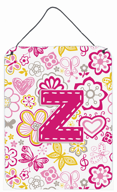 Picture of Carolines Treasures CJ2005-ZDS1216 Letter Z Flowers And Butterflies Pink Wall and Door Hanging Prints