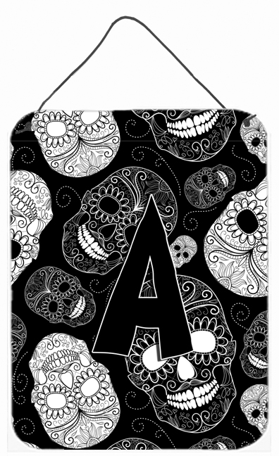 CJ2008-ADS1216 Letter A Day Of The Dead Skulls Black Wall and Door Hanging Prints