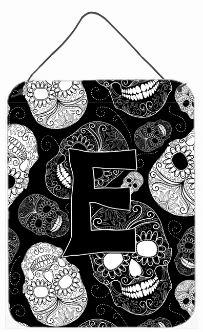 CJ2008-EDS1216 Letter E Day Of The Dead Skulls Black Wall and Door Hanging Prints