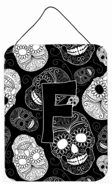 CJ2008-FDS1216 Letter F Day Of The Dead Skulls Black Wall and Door Hanging Prints