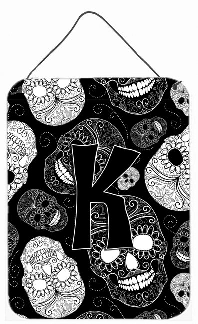 CJ2008-KDS1216 Letter K Day Of The Dead Skulls Black Wall and Door Hanging Prints