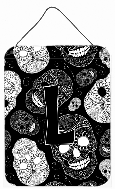 CJ2008-LDS1216 Letter L Day Of The Dead Skulls Black Wall and Door Hanging Prints
