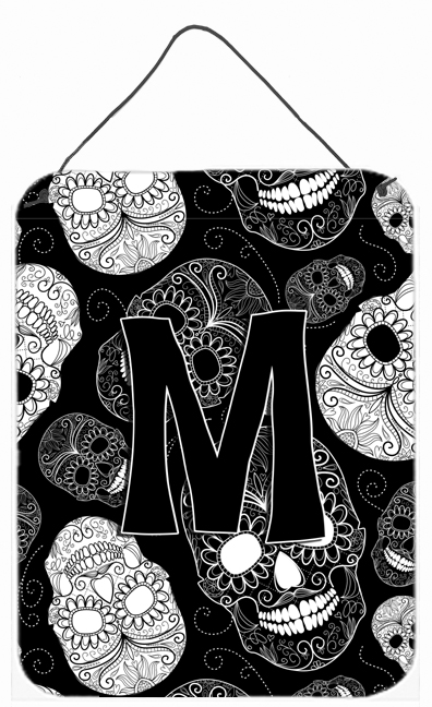 CJ2008-MDS1216 Letter M Day Of The Dead Skulls Black Wall and Door Hanging Prints