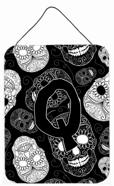 CJ2008-QDS1216 Letter Q Day Of The Dead Skulls Black Wall and Door Hanging Prints