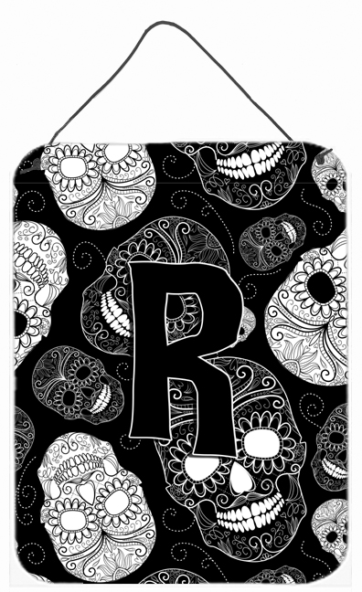 CJ2008-RDS1216 Letter R Day Of The Dead Skulls Black Wall and Door Hanging Prints