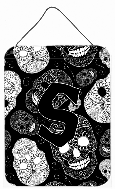 CJ2008-SDS1216 Letter S Day Of The Dead Skulls Black Wall and Door Hanging Prints