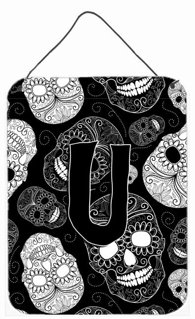 CJ2008-UDS1216 Letter U Day Of The Dead Skulls Black Wall and Door Hanging Prints