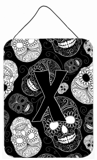 CJ2008-XDS1216 Letter X Day Of The Dead Skulls Black Wall and Door Hanging Prints