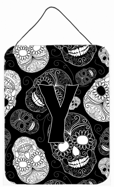 CJ2008-YDS1216 Letter Y Day Of The Dead Skulls Black Wall and Door Hanging Prints