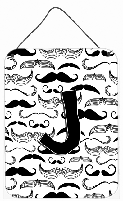 Letter J Moustache Initial Wall and Door Hanging Prints