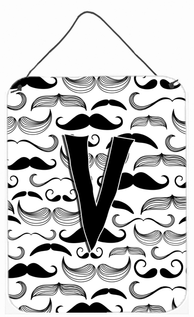Letter V Moustache Initial Wall and Door Hanging Prints