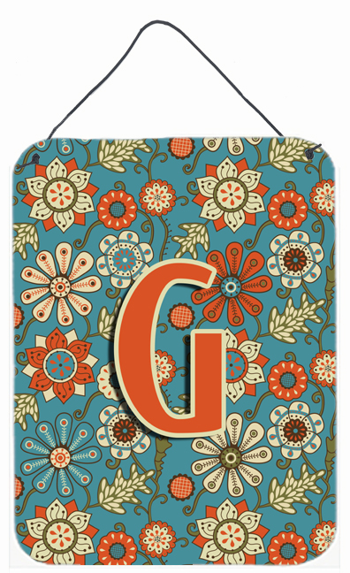 Picture of Carolines Treasures CJ2012-GDS1216 Letter G Flowers Retro Blue Wall and Door Hanging Prints