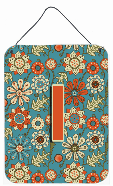 Letter I Flowers Retro Blue Wall and Door Hanging Prints