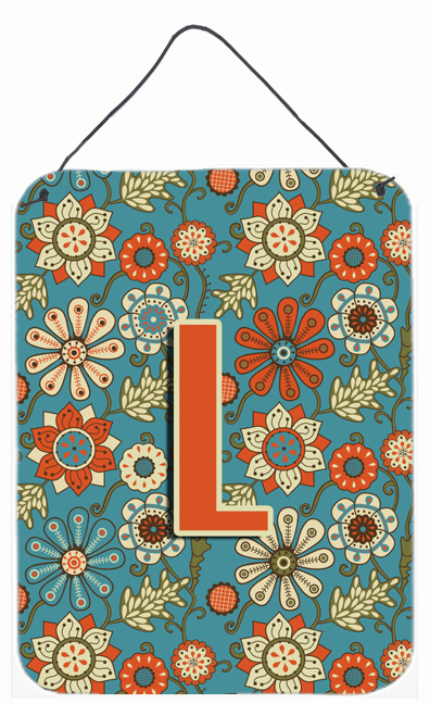 Letter L Flowers Retro Blue Wall and Door Hanging Prints