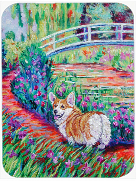 Picture of Carolines Treasures 7298LCB Corgi Footbridge Glass Cutting Board- Large