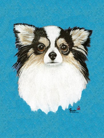 Chihuahua Blue Portrait Flag Canvas House Size