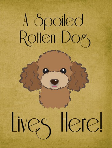 Chocolate Brown Poodle Spoiled Dog Lives Here Flag Garden Size
