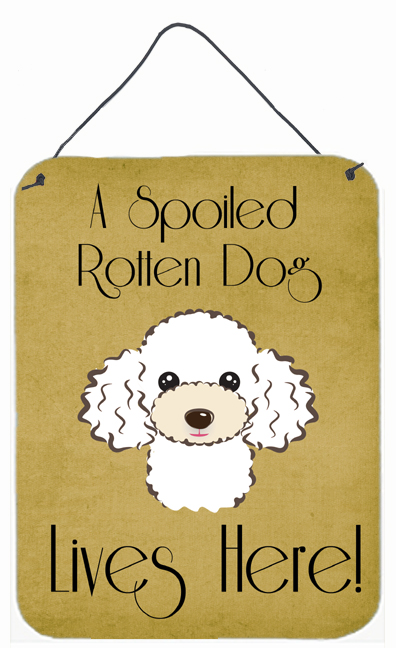 White Poodle Spoiled Dog Lives Here Wall and Door Hanging Prints