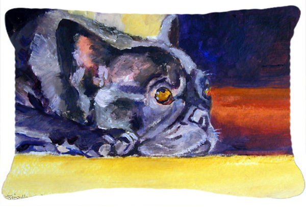 Black French Bulldog Sunny Fabric Decorative Pillow
