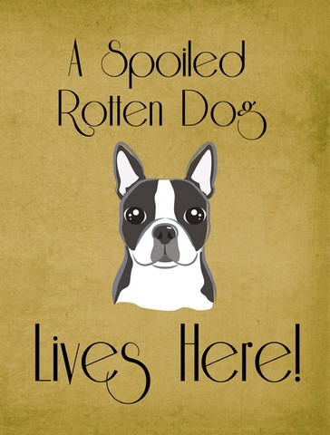 BB1451GF Boston Terrier Spoiled Dog Lives Here Flag Garden Size