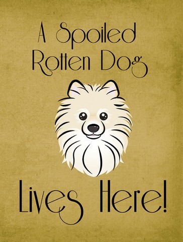 Pomeranian Spoiled Dog Lives Here Flag Garden Size